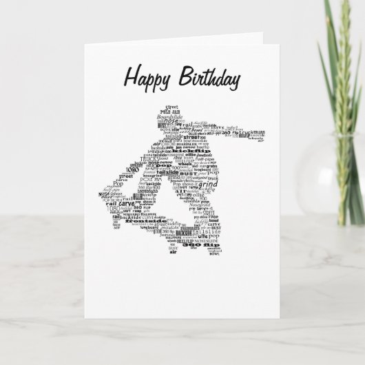 Skateboarder word collage greeting card kaart (Voorkant)