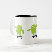 Skateboarding Android Tweekleurige Koffiemok (Voorkant links)