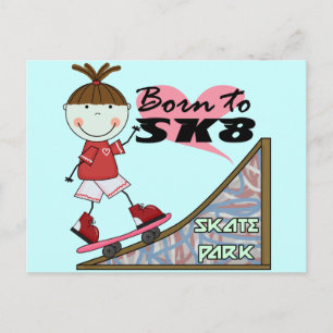 SKATEBOARDING - Brunette Girl Tshirts en Gifts Briefkaart
