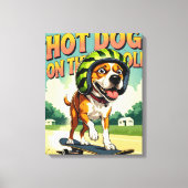 Skateboarding Dog Summer Funny Retro Beach  Canvas Afdruk (Voorkant)