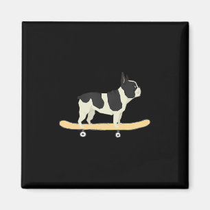 Skateboarding Franse Bulldog Puppy Cadeau Magneet