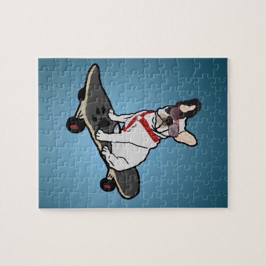 Skateboarding French Bulldog Dog Puzzle Legpuzzel (Horizontaal)
