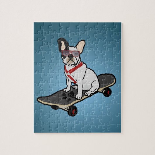 Skateboarding French Bulldog Dog Puzzle Legpuzzel (Verticaal)