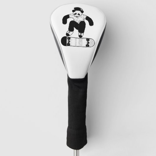 Skateboarding Panda Golfheadcover (Voorkant)