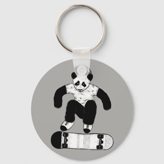 Skateboarding Panda Sleutelhanger (Voorkant)