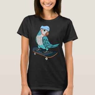 Skateboarding Parrot I Blue Monk Paraket Quaker T-shirt