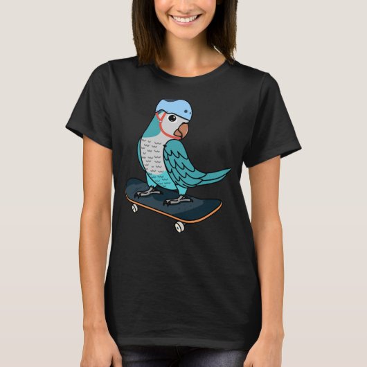 Skateboarding Parrot I Blue Monk Paraket Quaker T-shirt (Voorkant)