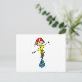 Skateboarding Stick Figuur Briefkaart (Staand voorkant)