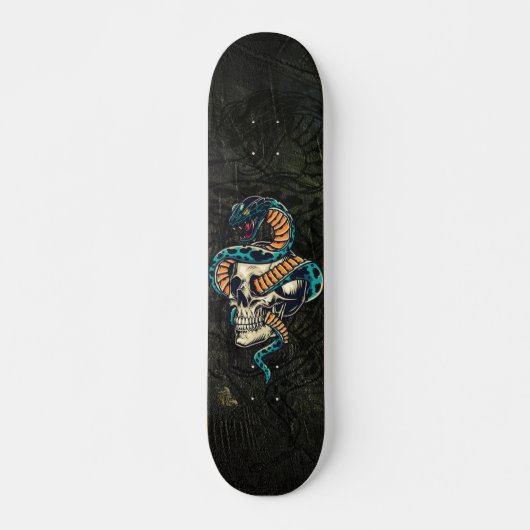 Skateboards serpent sur crâne imprimé sur bois (Voorkant)