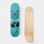 Skateboards+Wolf+Animal+Waterverf+green+blue+mode Skateboard (Voorkant)