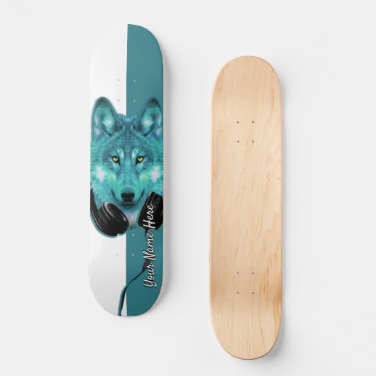 Skateboards+Wolf+Custom name+sjabloon+personalized Skateboard (Voorkant)