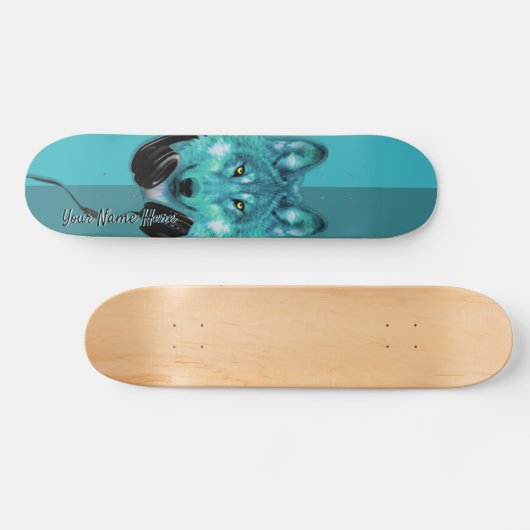 Skateboards+Wolf+Custom name+sjabloon+personalized Skateboard (Horizontaal)