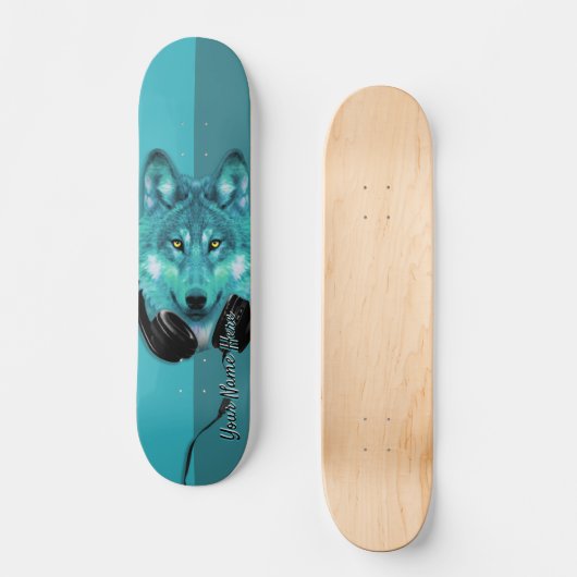 Skateboards+Wolf+Custom name+sjabloon+personalized Skateboard (Voorkant)