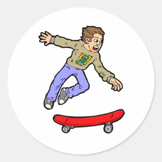 Skateboardskateboarder Ronde Sticker (Voorkant)