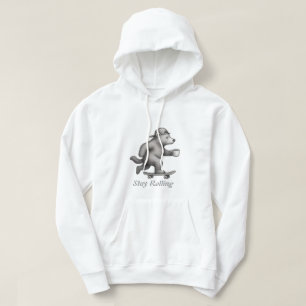 Skatende Beer Blijf Rollen met Koffiekop Hoodie