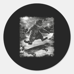 Skatende kat grappige kat straat meme mannen vrouw ronde sticker