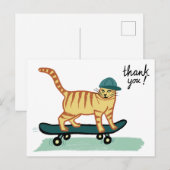 Skatende Tabby Kat BEDANKT Briefkaart (Voorkant / Achterkant)