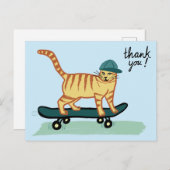 Skatende Tabby Kat HARTELIJK DANK JE Briefkaart (Voorkant / Achterkant)