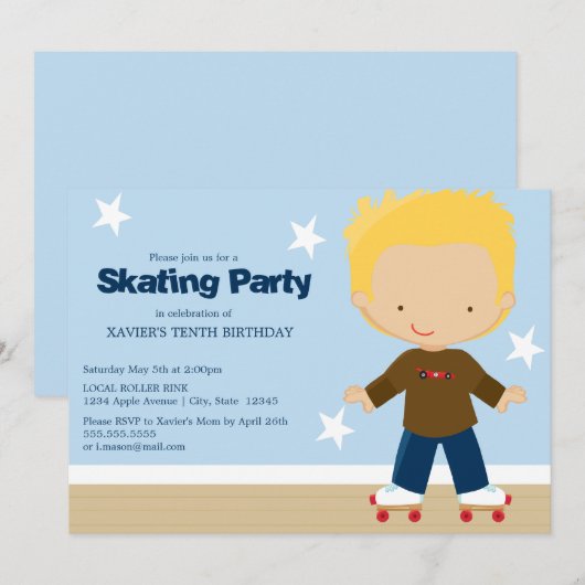 SkateParty | Blonde jongen Kaart (Voorkant / Achterkant)