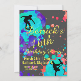 Skater Birthday Invitation Kaart