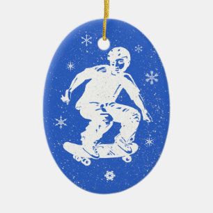 Skater Boy Geweldige Snowflake Kerstmis Keramisch Ornament