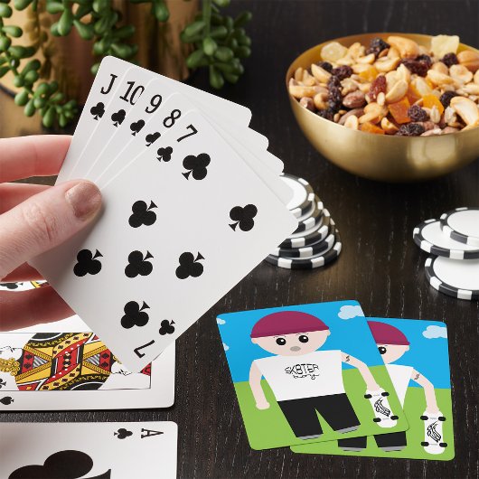 Skater Boy speelt kaarten