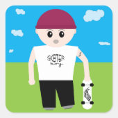 Skater Boy Vierkante Sticker (Voorkant)
