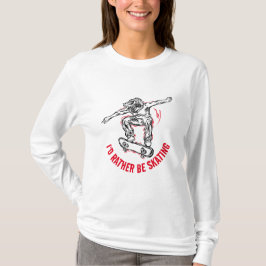 Skater Doing Mid-Air, in plaats van schaatsen T-shirt