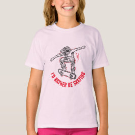 Skater Doing Mid-Air, in plaats van schaatsen T-shirt