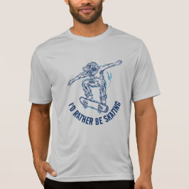 Skater Doing Mid-Air, in plaats van schaatsen T-shirt