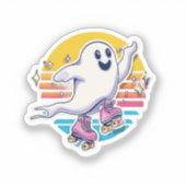 Skater Ghost Sticker - Schattigee geest op Roller  (Voorkant)