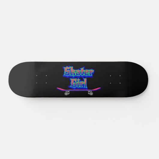 Skater Girl Blue Pink Graffiti Glow Skateboard     (Horz)