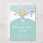 Skater Girl Ice Skating Birthday Party Invitation Kaart (Voorkant)