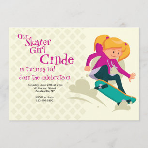 Skater Girl Invitation Kaart