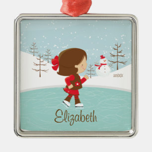 Skater Girl met kerstversiering Metalen Ornament