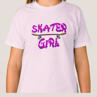 Skater Girl Paars Roze Skateboard T-shirt