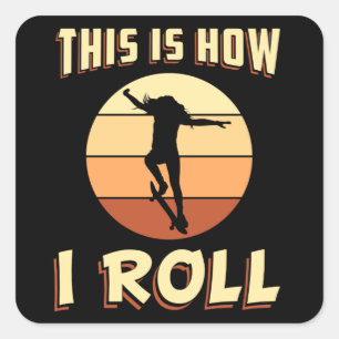 Skater Girl Sk8 Skateboard Skating Retro Gift Idee Vierkante Sticker