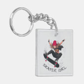 Skater Girl Skateboarding Sleutelhanger (Voorkant Links)