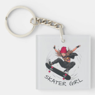 Skater Girl Skateboarding Sleutelhanger