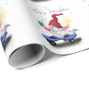 Skater Gnome met cadeaupapier