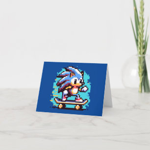 Skater Hedgehog Fast & Fun Pixel Art Skateboarden Kaart