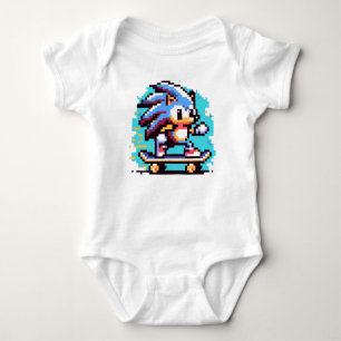 Skater Hedgehog Fast & Fun Pixel Art Skateboarden Romper