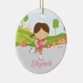 Skater-kerstversiering met schaatsen keramisch ornament (Rechts)