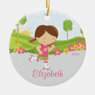 Skater-kerstversiering met schaatsen keramisch ornament