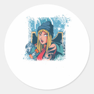 Skater meisje anime skateboard vrouwen cadeau ronde sticker