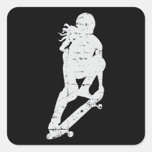 Skater Meisje Skateboard SK8 Schaatsen Schaats Gif Vierkante Sticker