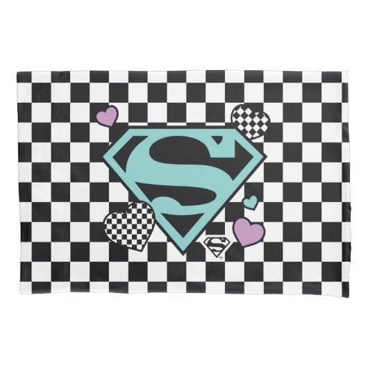 Skater Meisje Supergirl Harten S-Shield Kussensloop (Voorkant)