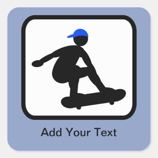 Skater op Skateboard Logo Vierkante Sticker (Voorkant)