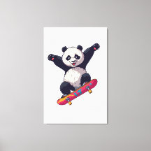 Skater Panda Canvas – Skateboarding Panda Muurkuns