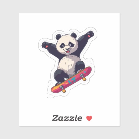 Skater Panda Sticker – Cartoon Decal (Feuille)